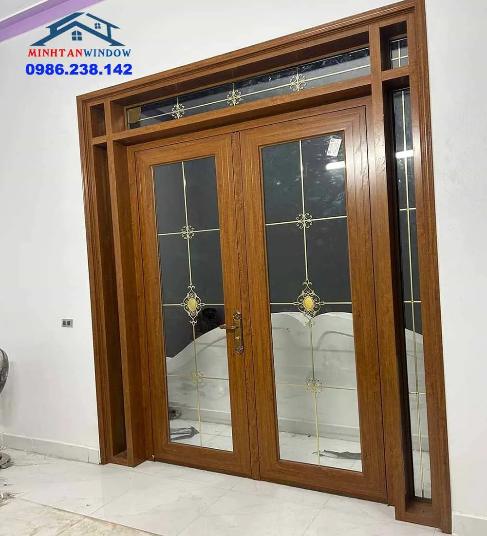 Thiết kế cửa nhôm giả gỗ độc đáo