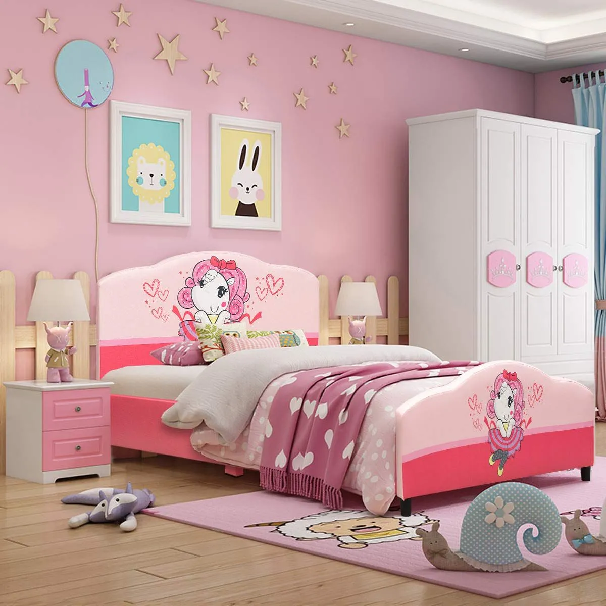 Giường ngủ màu hồng đáng yêu được các bé gái yêu thích
