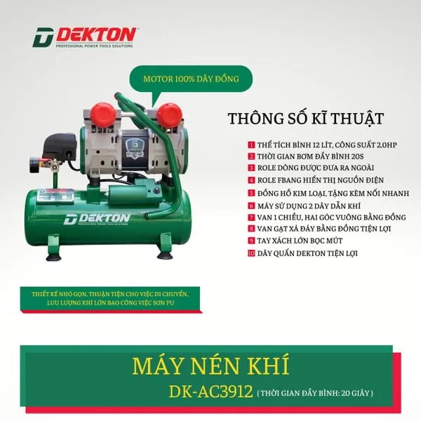 Máy nén khí Dekton DK-AC 3912 - Chi tiết thiết kế