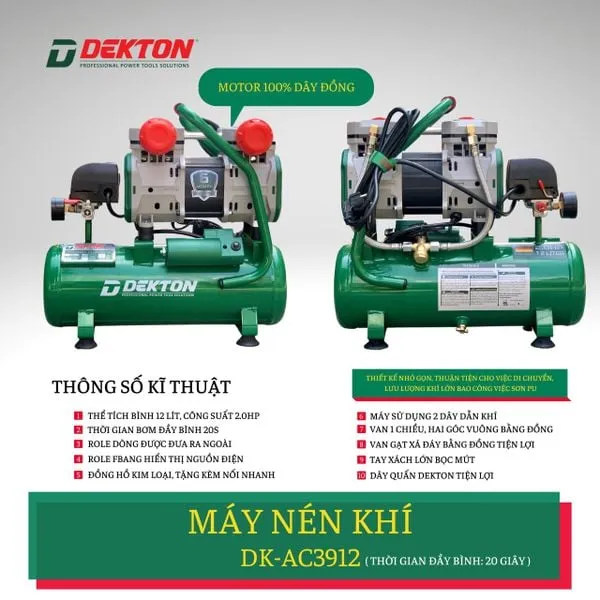 Máy nén khí Dekton DK-AC 3912 - Ứng dụng đa dạng